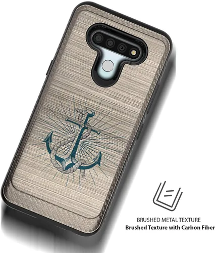 Vista 3 de CasesOnDeck - Carcasa compatible con LG K51 / LG Reflect/LG Q51 [armadura cepillada] resistente protección negro mate (ancla)