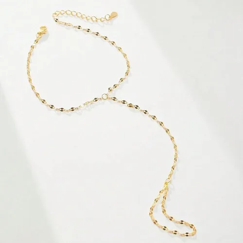 Vista 9 de Long tiantian Pulsera de cadena de mano, pulseras de oro para mujer, pulseras de cadena de eslabones de moda, anillo de dedo, pulsera de esclavos