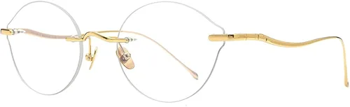 Vista 5 de Marco de gafas de titanio de FONEX, gafas ópticas de miopía redondas para mujer 8509