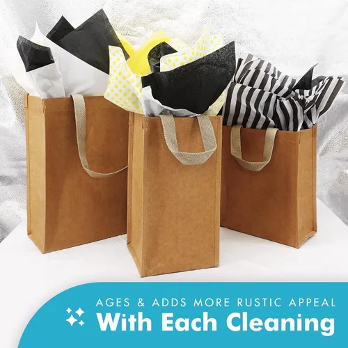 Vista 6 de Simply Green Solutions - Bolsas de papel kraft reutilizables, bolsas de papel marrón lavables, para usar como bolsas de compras, bolsas
