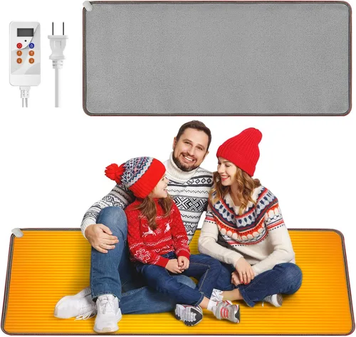 Vista 14 de QOUBAI Alfombra Calefactora de Suelo de PVC de 110V Calentador para Calentador de Pies Debajo del Escritorio 22 x 20 Pulgadas Almohadilla Térmica