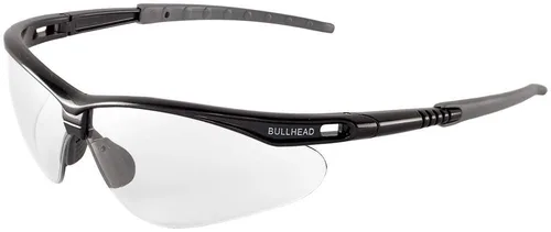 Vista 8 de Bullhead Safety Eyewear BH633AF Stinger, marco negro cristal, lente antiniebla ahumado, nariz y patillas TPR gris