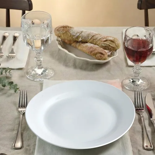 Vista 2 de Juego de 4 platos redondos de 10.5 pulgadas, platos de cerámica blanca para cena, ensalada, aperitivo y postre, microondas, vajilla apta