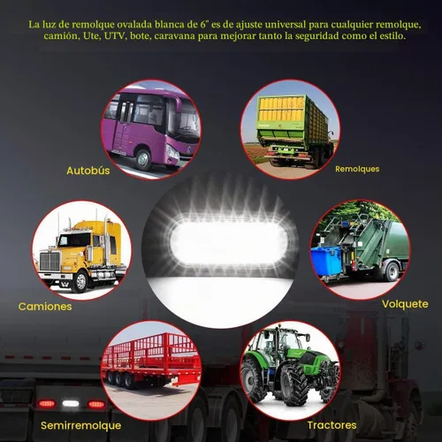 Vista 6 de NPAUTO 4 luces LED ovaladas de 6 pulgadas, 24 luces LED blancas de respaldo reverso, impermeable, parada de remolque, luz trasera para caravanas
