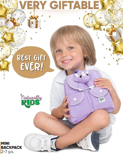 Vista 2 de Naturally KIDS Mini mochila de dinosaurio - Mochila muy pequeña para niñas y niños - Juguetes de dinosaurio para niños de 3 a 5 años - Mochila