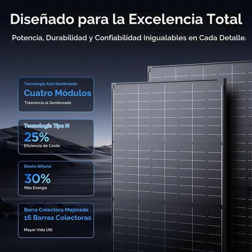 Vista 9 de 215W 4-Modules Panel Solar Bifacial Anti-Shading
