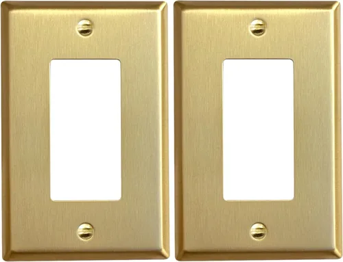 Vista 73 de Rio Salto BRASS Signature Collection MIDSIZE - Placa de pared de metal dorado para interruptor de luz o cubierta de tomacorriente, placa de pared