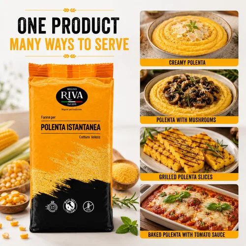 Vista 6 de Yellow Instant Polenta Molino Riva - Listo en 2 minutos - 2.2 libras (2.2 lbs)