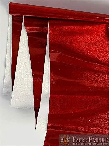Vista 3 de Fabric Empire Tela brillante con holograma de vinilo rojo brillante de 54 pulgadas de ancho vendido por The Yard