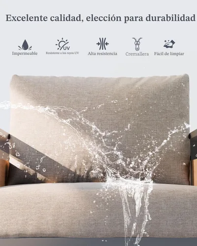 Vista 4 de ZANDOR Muebles de aluminio para patio al aire libre, 2 sillones, muebles de exterior modernos de metal para todo tipo de clima, con cojín grueso Gris