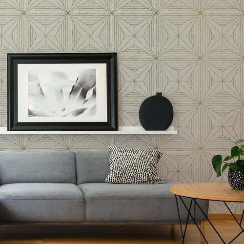 Vista 2 de Scott Living WallPops - Papel tapiz dorado para despegar y pegar, NuWallpaper
