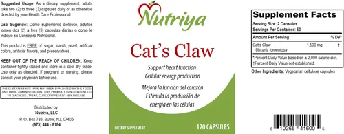 Vista 2 de Nutriya Uña de Gato (Uña de Gato) - Uncaria Tomentosa - Potente antioxidante que apoya la salud de las articulaciones, cardiovascular, digestivo