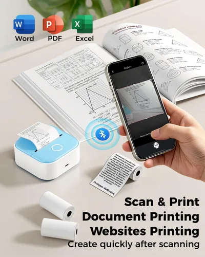 Vista 7 de Ponek Mini impresora de etiquetas adhesivas - Máquina para hacer pegatinas T02 con aplicación inteligente AI Print Pods Mini Printer for Students