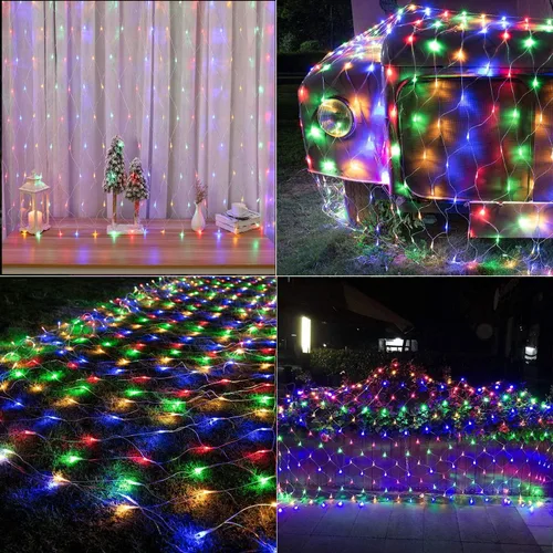 Vista 5 de LYHOPE 12 x 1,5 m, 360 luces LED en red de Navidad, 8 modos de bajo voltaje, luces decorativas en malla de Navidad para árboles de Navidad Varios
