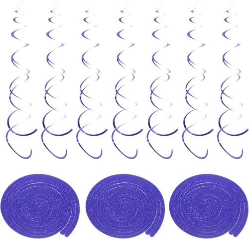 Vista 24 de MECCANIXITY 30 piezas negras colgantes de doble tira para colgar decoraciones de techo de plástico para fiestas de cumpleaños con gancho