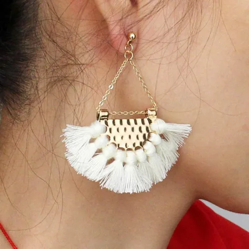 Vista 9 de Youniker - Pendientes de borla bohemia, estilo retro, con borla, estilo bohemio, para mujer