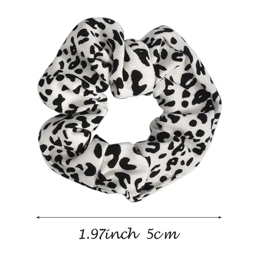 Vista 2 de Lazos para el cabello con estampado de vaca y leopardo, 7 piezas, coleteros multicolor de animales Bandas de pelo para niñas, soporte para cola