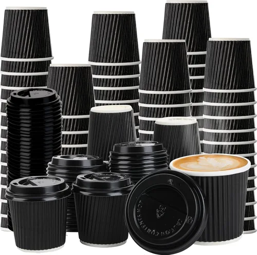 Vista 9 de TINSKY 4oz Disposable Paper Espresso Cups, 200 Pack Small Coffee Cups Papel Kraft