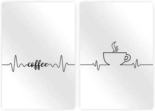 Vista 2 de HB Art Design Coffee Line Art 2 Panel Metal Print Set Wall Art Coffee Bar Decor Coffee Signs Kitchen Wall Decor Dining Room Restaurant Coffee Shop
