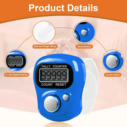 Vista 3 de Amble Contador de clicker con diamantes de imitación, contador de contador de 5 dígitos, clickers para vuelta, lanzamiento, golf, tejido, conteo