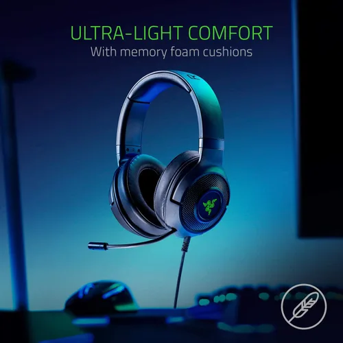 Vista 3 de Razer - Audífonos Kraken X Lite ultra ligeros para videojuegos Negro clásico normal