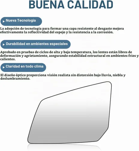 Vista 6 de Espejo lateral del conductor de vidrio para GMC Acadia/Saturn Outlook/Chevrolet Traverse 2007-2016 Espejo retrovisor calefactable con placa