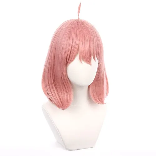Vista 3 de Peluca de cosplay de anime para familia espía, pelucas de cosplay Anya Forger con gorra de peluca gratis