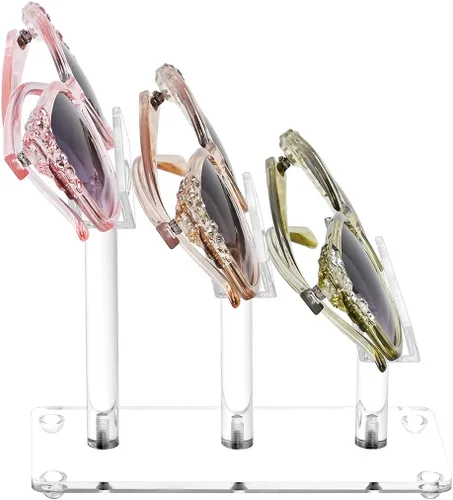 Vista 3 de MOOCA 3 Tier Premium Acrylic Eyewear Display Stand, Sunglasses Rack Holder, Sunglasses Stand, Eyewear Organizer for Eyeglasses, 5 in H 3-tier