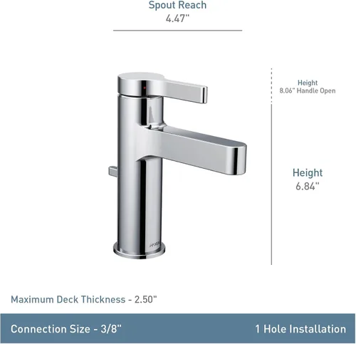 Vista 2 de Moen Vichy 6710 - Grifo de baño cromado con una manija