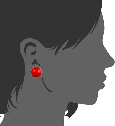 Vista 2 de LUREME Aretes de tuerca redondos clásicos para mujer, 02001451-2 con cuentas de concha roja de 0.472in, Base