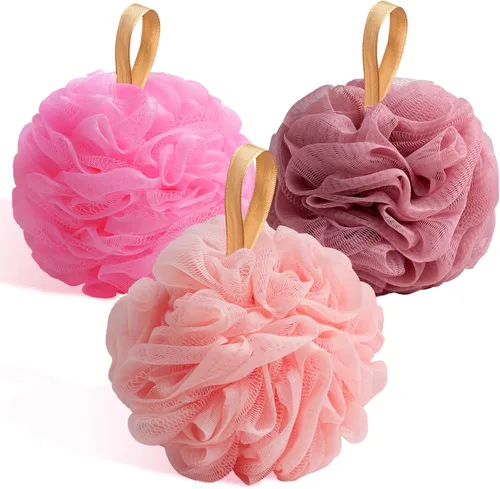 Vista 10 de Fishent Esponja de ducha, esponja de ducha, esponja corporal para lavado corporal, paquete de 3 loofas de 2.16 oz (2.16 onzas), esponja de limpieza