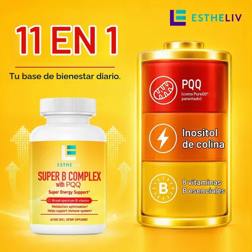 Vista 3 de ESTHELIV® Complejo Super B con PQQ - 60 VegeCaps