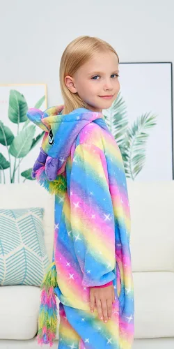Vista 35 de Pijama de unicornio unisex para niños, enteritos para disfraz, Halloween
