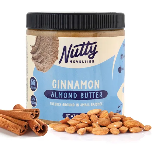 Vista 9 de Nutty Novelties Mantequilla de almendras clásica, alta en proteínas, mantequilla de nuez dulce, sin azúcar añadida, mantequilla de almendras pura