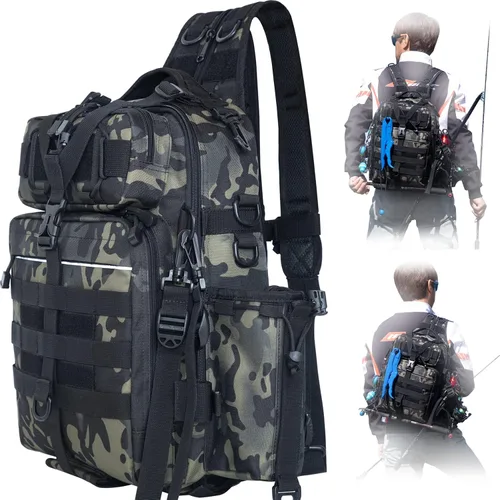 Vista 9 de Blisswill - Bolsa de almacenamiento para equipo de pesca al aire libre - Mochila de pesca grande resistente al agua