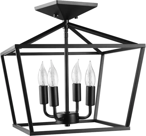 Vista 10 de Globe Electric 66000073 Lámpara de techo con brazo ajustable de montaje semiempotrado de 4 luces, latón mate, brazos giratorios, accesorios