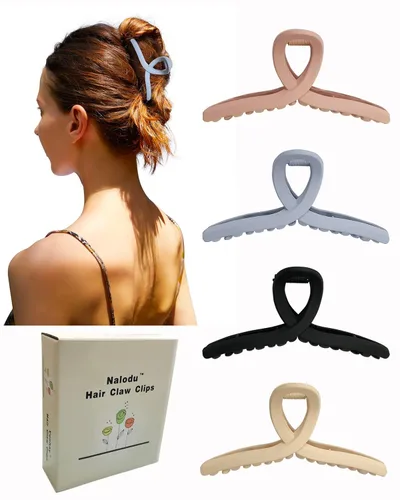 Vista 3 de Pinzas para el cabello de 4.3 pulgadas, grandes, antideslizantes, grandes mate, clip de mariposa para cabello fino y grueso, paquete de 4