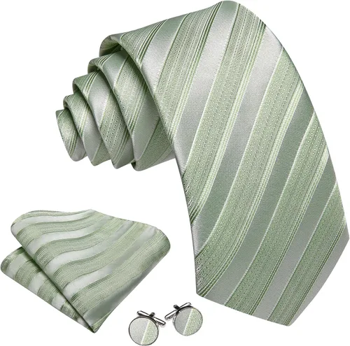 Vista 347 de Barry.Wang Juego de corbatas para hombre, corbata de seda a rayas, tejido a cuadros, gemelos formales, negocios, boda
