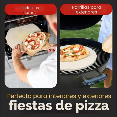 Vista 7 de Hans Grill Piedra circular para pizza, piedra de cordierita de 15 pulgadas