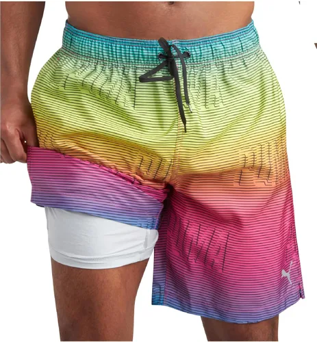 Vista 15 de PUMA Traje de baño para hombre, secado rápido, rendimiento atlético, entrepierna de 8 pulgadas, con forro de compresión de malla
