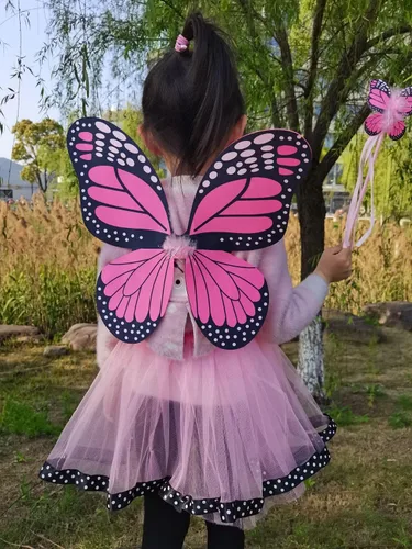Vista 2 de Alas de mariposa para niñas pequeñas con alas de hada de varita