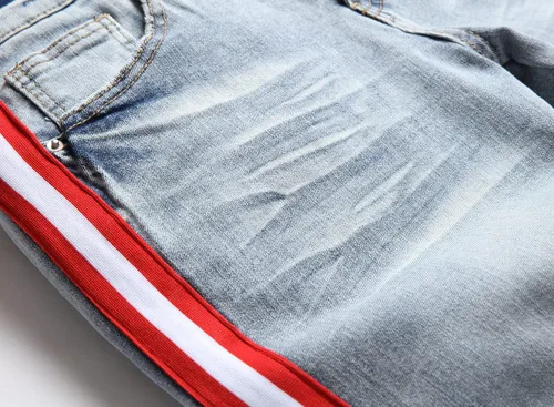 Vista 4 de ABSECAI Pantalones de mezclilla rasgados ajustados para hombre