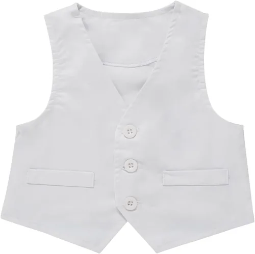 Vista 2 de MOMMY'S NEW MAN Traje de bautismo para recién nacido, mameluco de pajarita de caballero, traje de boda blanco, traje de bautizo
