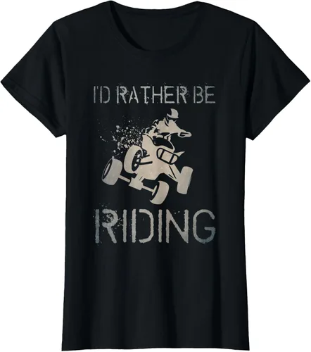 Vista 50 de Camiseta gráfica I'd Rather Be Riding ATV Quad Racing Rider de 4 ruedas, Negro