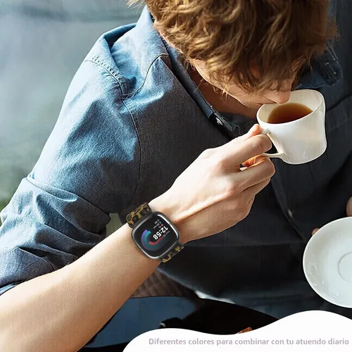 Vista 6 de Bcuckood Compatible con Fitbit Versa 4/Versa 3/Sense 2/Sense Band para mujeres y hombres, paquete de 5 correas de nailon elástico suave ajustable