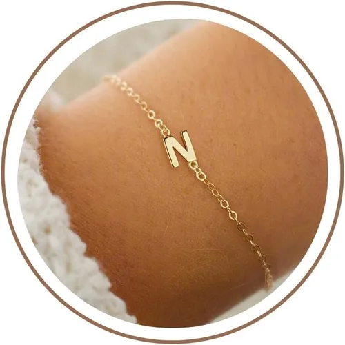 Vista 9 de Turandoss - Pulseras de oro con iniciales para mujeres y niñas - Joyería ideal para regalo - Pulsera chapada en plata u oro de 18 k con letras
