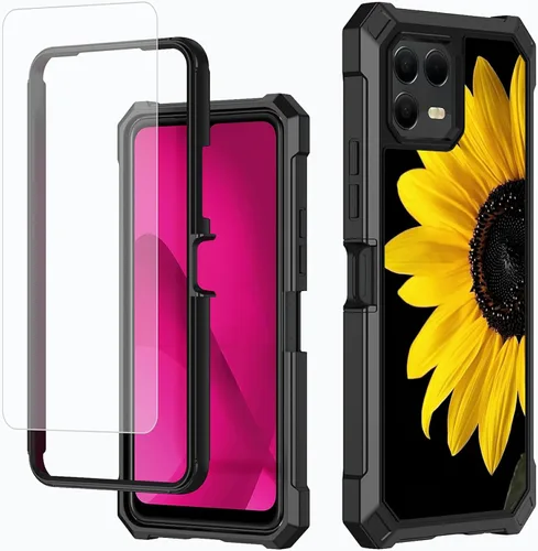 Vista 83 de Funda para T-Mobile Revvl 7 de 6.6 pulgadas con protector de pantalla, policarbonato duro de doble capa resistente y TPU suave a prueba de golpes
