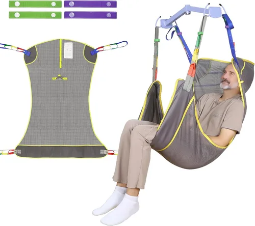 Vista 10 de EZ Assistive Eslinga universal de elevación de pacientes de cuerpo completo para elevación o traslado de pacientes, honda de elevación con tela