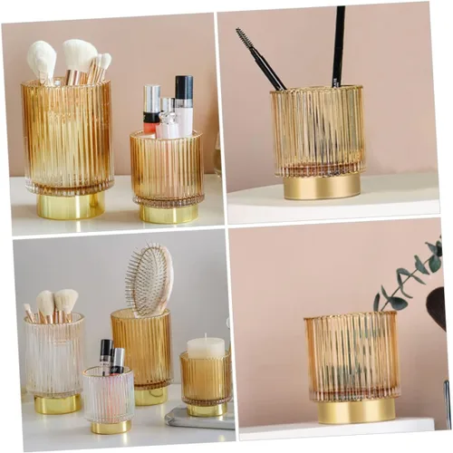 Vista 7 de Soporte para brochas de vidrio, organizador de maquillaje duradero para pinceles, bolígrafos, diseño elegante de taza para el hogar, almacenamiento