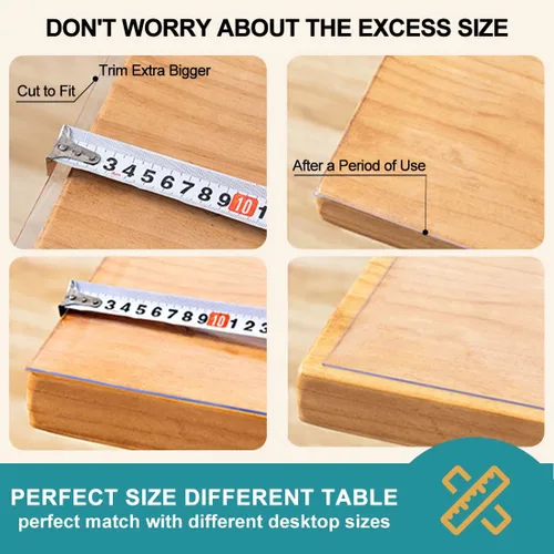 Vista 6 de Protección de mesa de PVC transparente de varios tamaños para mesa de comedor pequeña, resistente al calor, impermeable, tapete de computadora